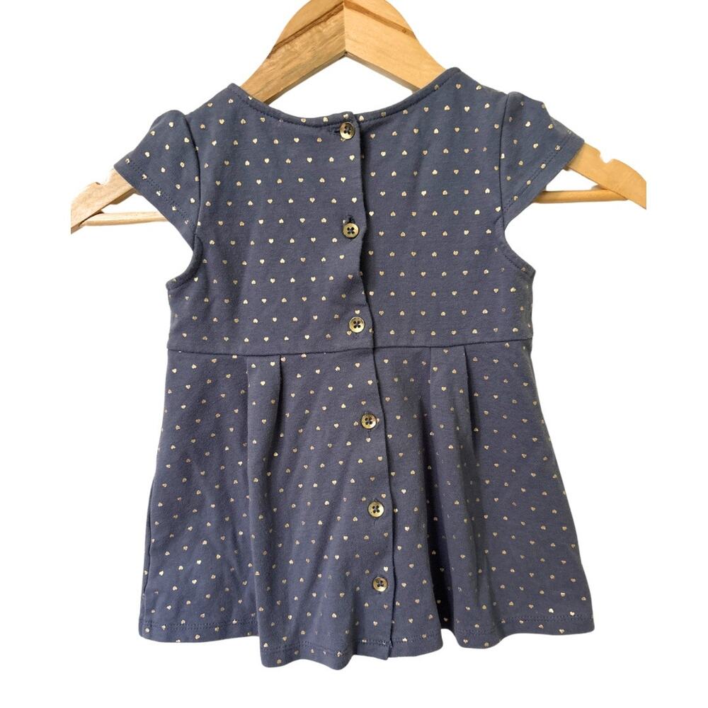 Catherine Malandrino Girls Blouse Sz 5T Blue and Gold Hearts - Picture 4 of 4